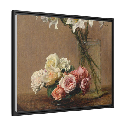 Henri Fantin-Latour : Roses and Lilies (1888) - Giclee Fine Art Print - Museum Collection Framed Canvas Print