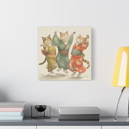 Cheery Cats Prancing - Wall Art Canvas - Home Décor