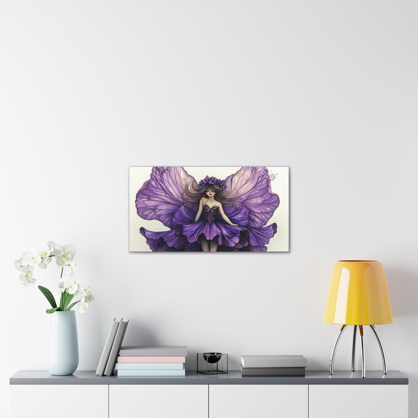 A Violet Affair - Fairies & Flowers Collection - Wall Art - on Canvas