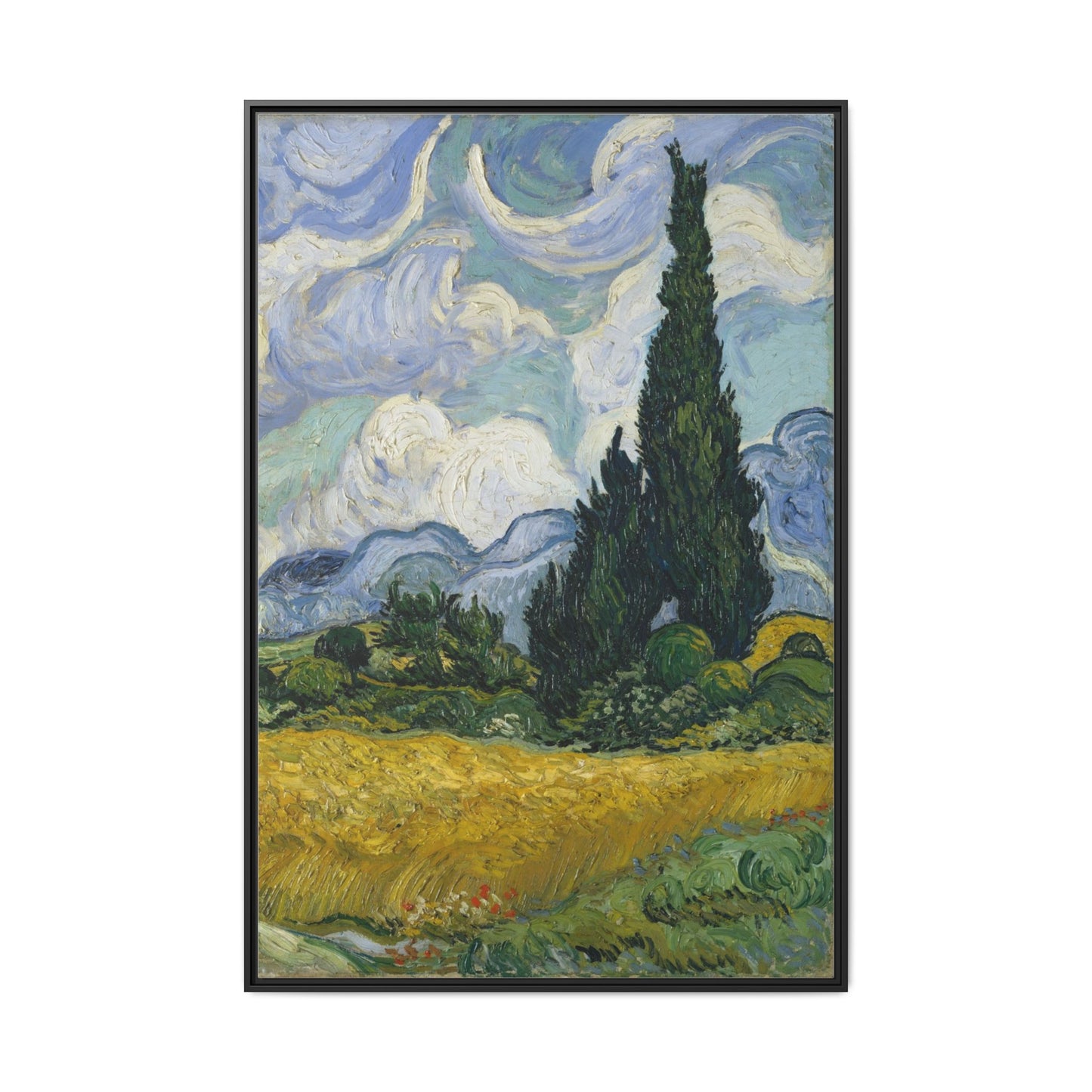 Van Gogh - Wheat Field with Cypresses - Museum Collection - Framed Canvas Print
