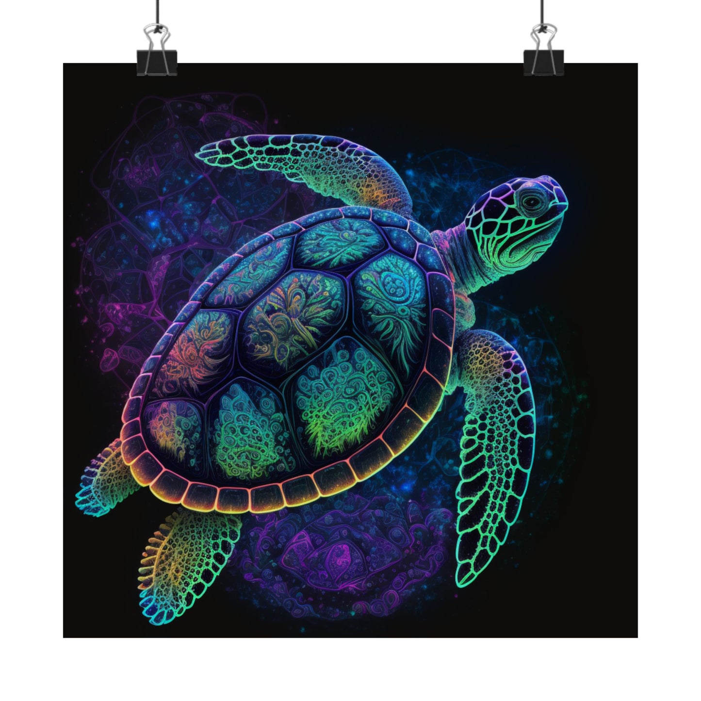 Trippy Turtle - Nautical Fine Art Print - Matte Vertical Poster - Ocean Art for Beach Lovers
