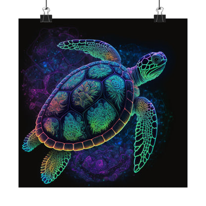 Trippy Turtle - Nautical Fine Art Print - Matte Vertical Poster - Ocean Art for Beach Lovers