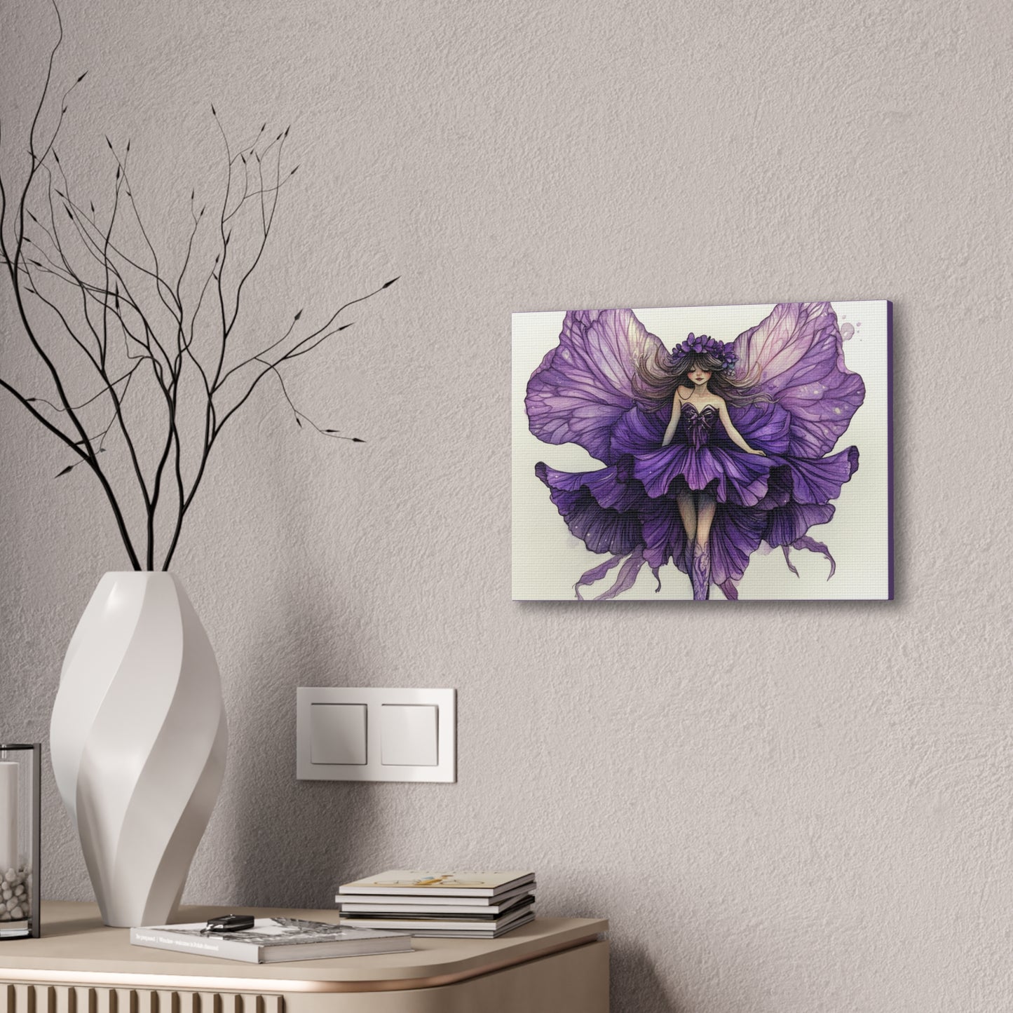 A Violet Affair - Fairies & Flowers Collection - Wall Art - on Canvas