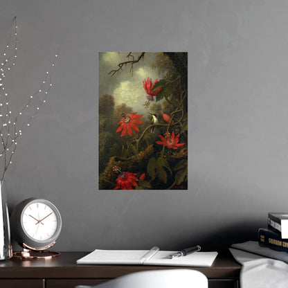 Hummingbird in Lush Tropical Landscape - Museum Collection - Fine Art Poster