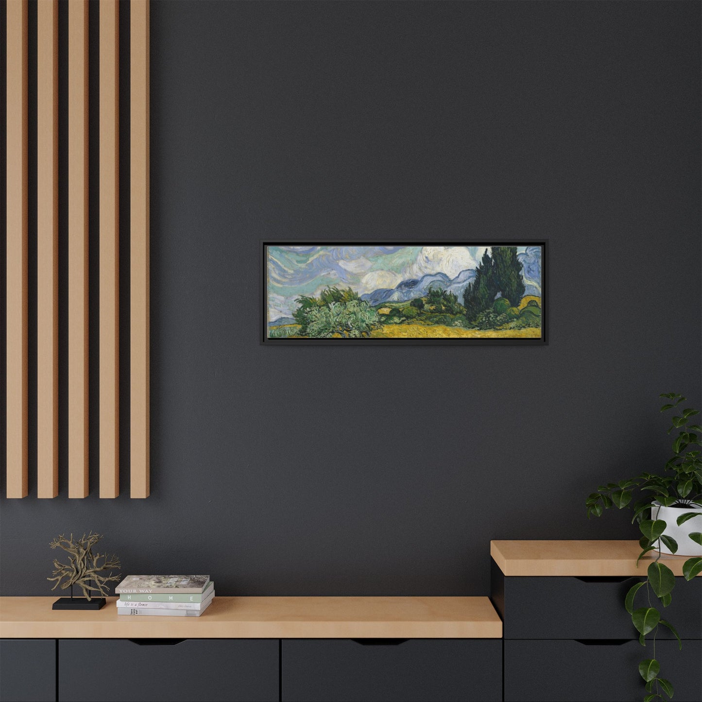 Van Gogh - Wheat Field with Cypresses - Museum Collection - Framed Canvas Print