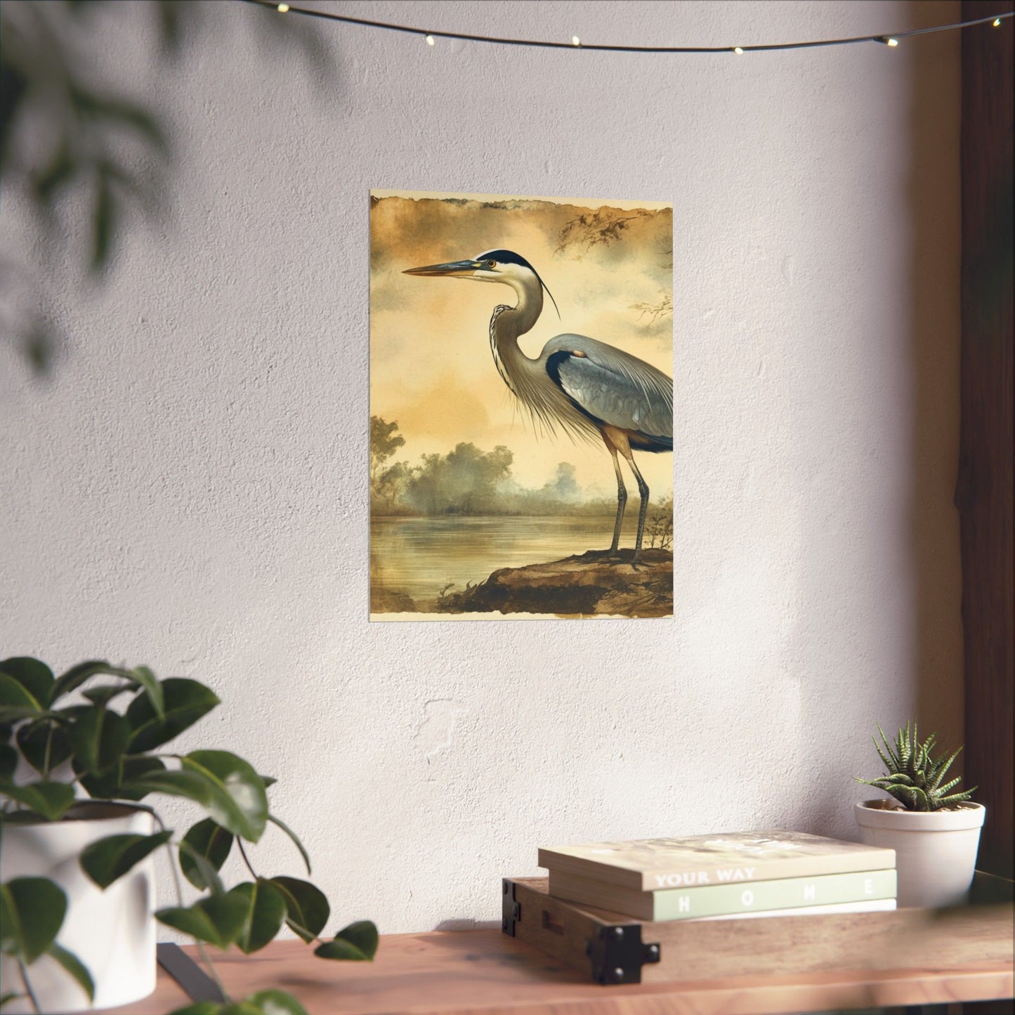 Elegant Blue Heron Coastal Fine Art Print