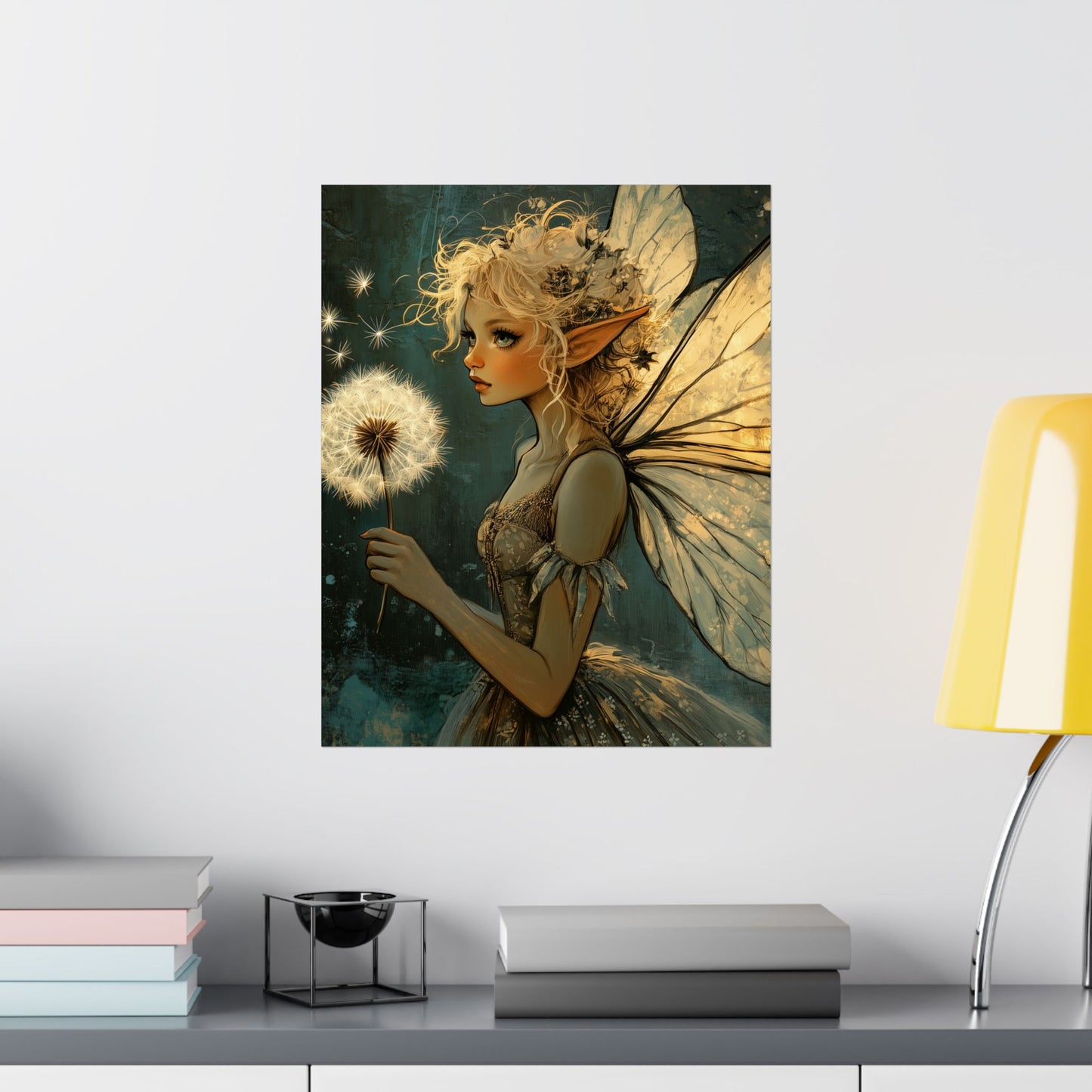 Best Wishes For You - Fairy with Dandelion - Flowers & Fairies Series - Enchanting Wall Art - Vertical Poster - Whimsical Wall Art for Dreamers