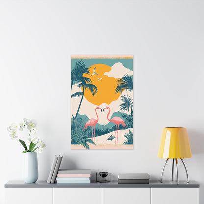 Welcome to Miami - Tropical Flamingo Poster - Boho Wall Art - Bohemian Art Prints - Home Décor