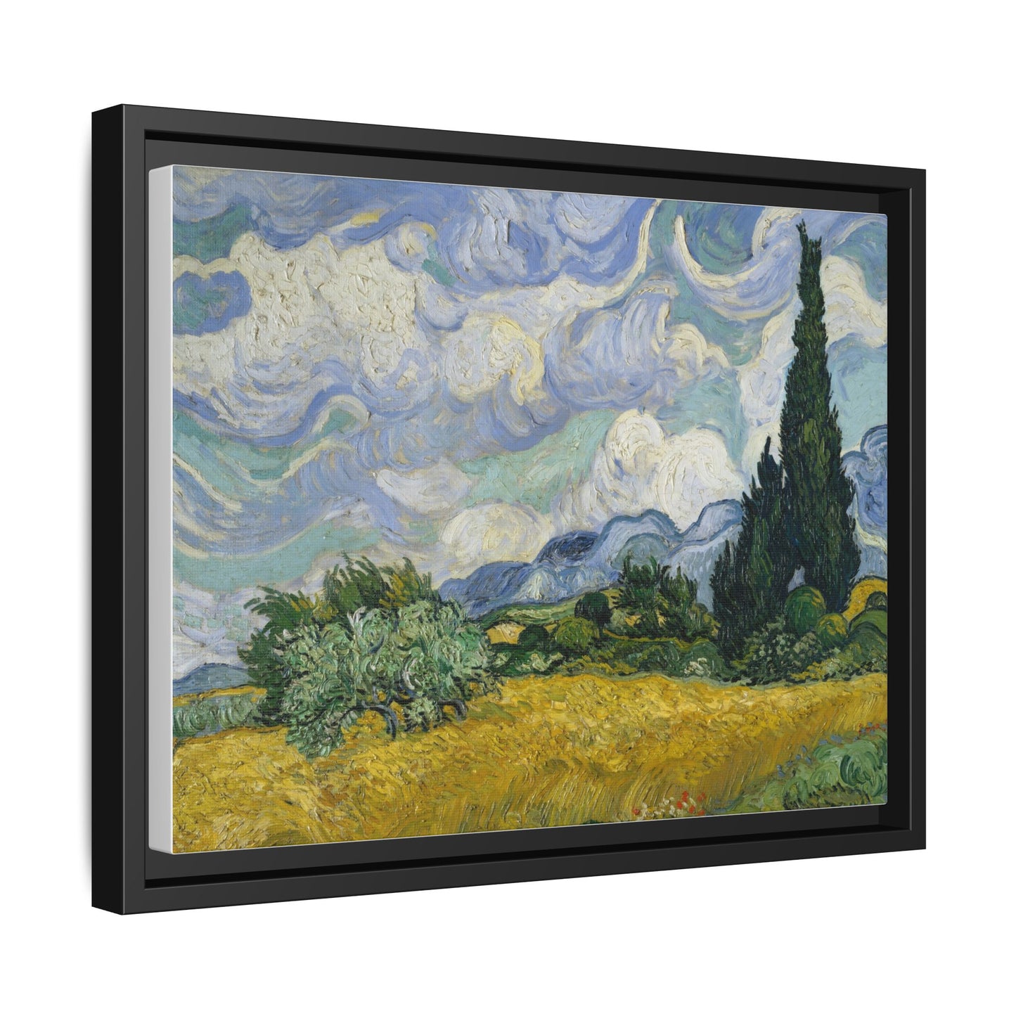 Van Gogh - Wheat Field with Cypresses - Museum Collection - Framed Canvas Print