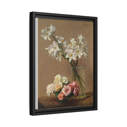 Henri Fantin-Latour : Roses and Lilies (1888) - Giclee Fine Art Print - Museum Collection Framed Canvas Print