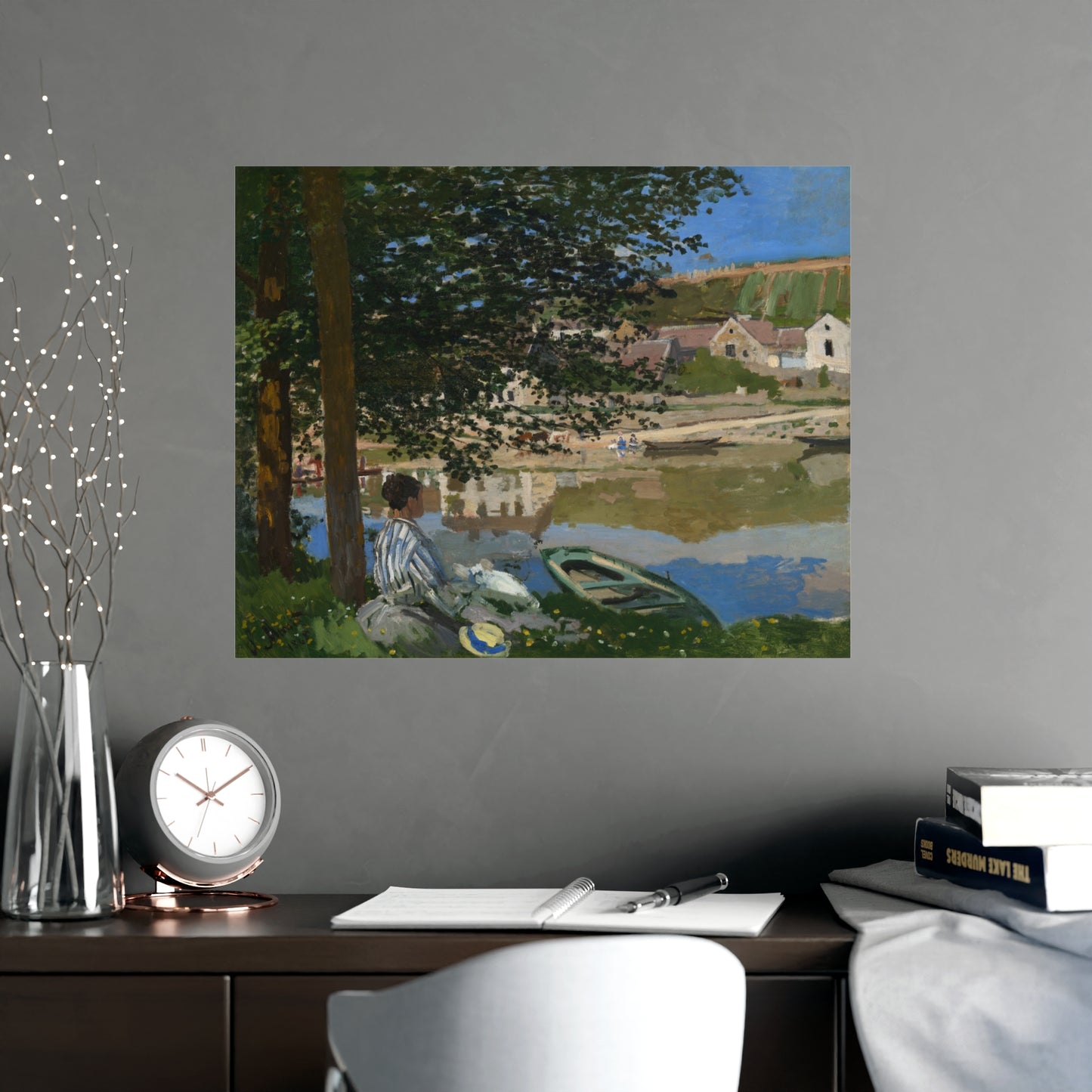 On the Bank of the Seine at Bennecourt - Monet Fine Art Poster
