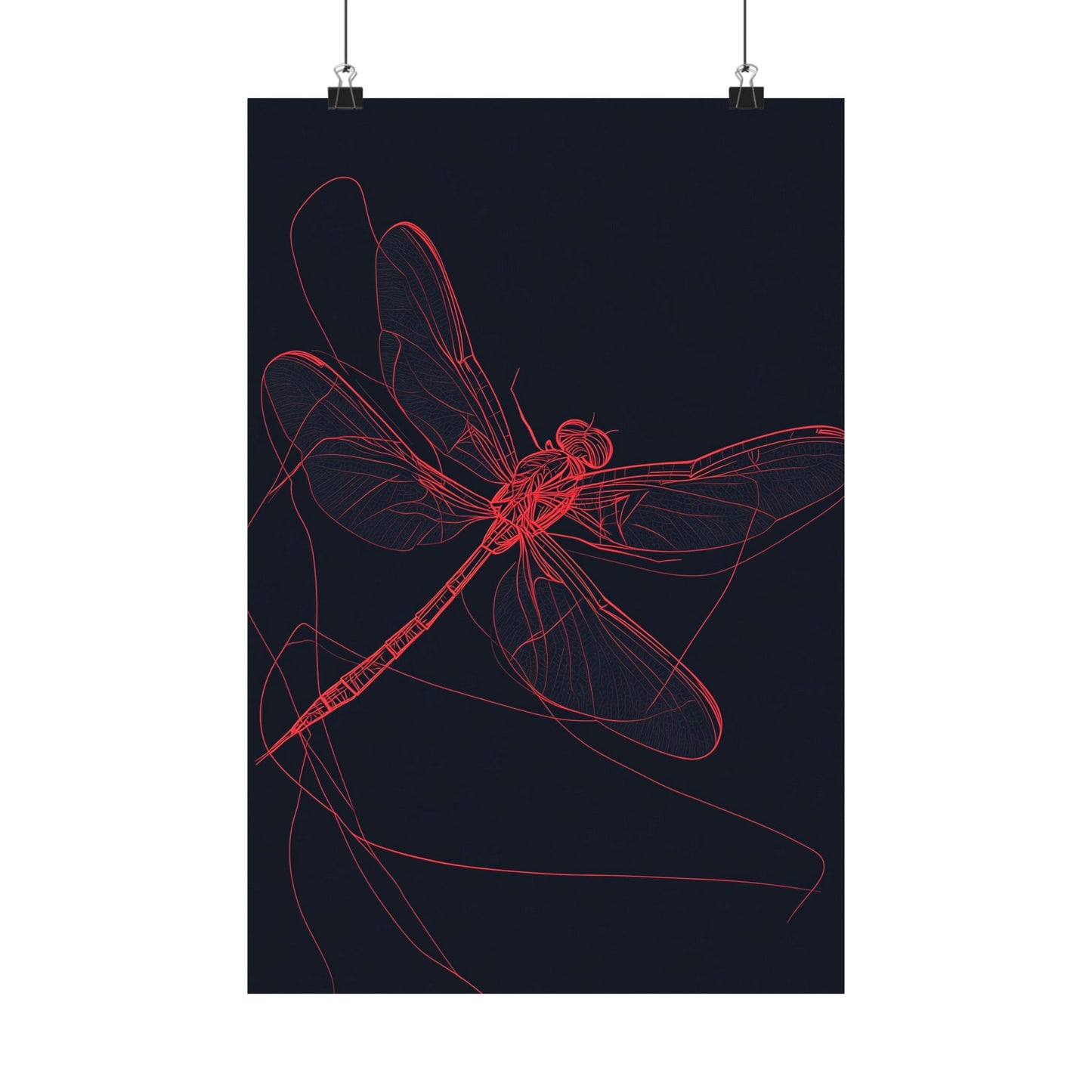 Red Dragonfly Fine Art Print -  Matte Poster – Modern Wall Art for Nature Lovers - Minimalist
