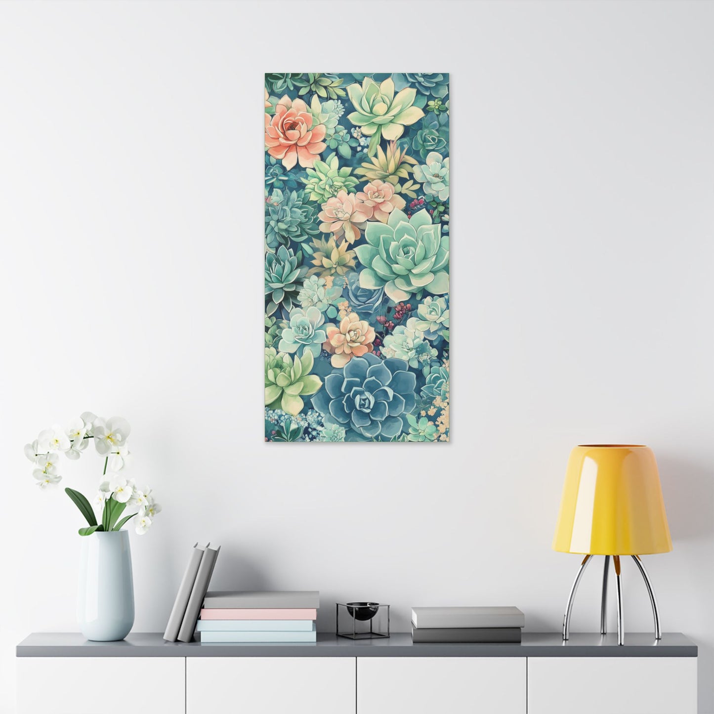 Succulents in Pastel - Secret Garden Collection - Fine Art Print on Canvas