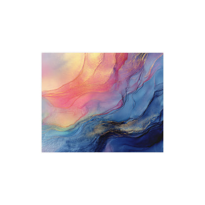 Muse (Style C) - Modern Abstract Fluid Art - Blue/Pink with Gold Highlights - Giclee Fine Art Print
