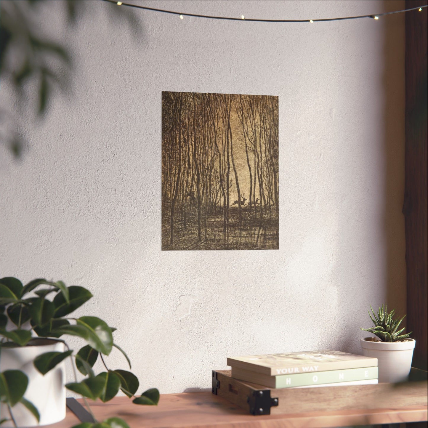 Deer Running Through Woods Nature Fine Art Print