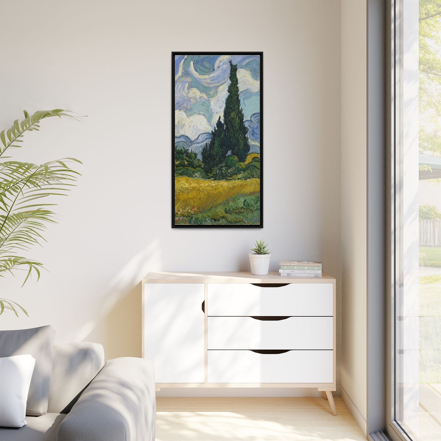 Van Gogh - Wheat Field with Cypresses - Museum Collection - Framed Canvas Print