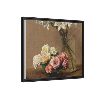 Henri Fantin-Latour : Roses and Lilies (1888) - Giclee Fine Art Print - Museum Collection Framed Canvas Print