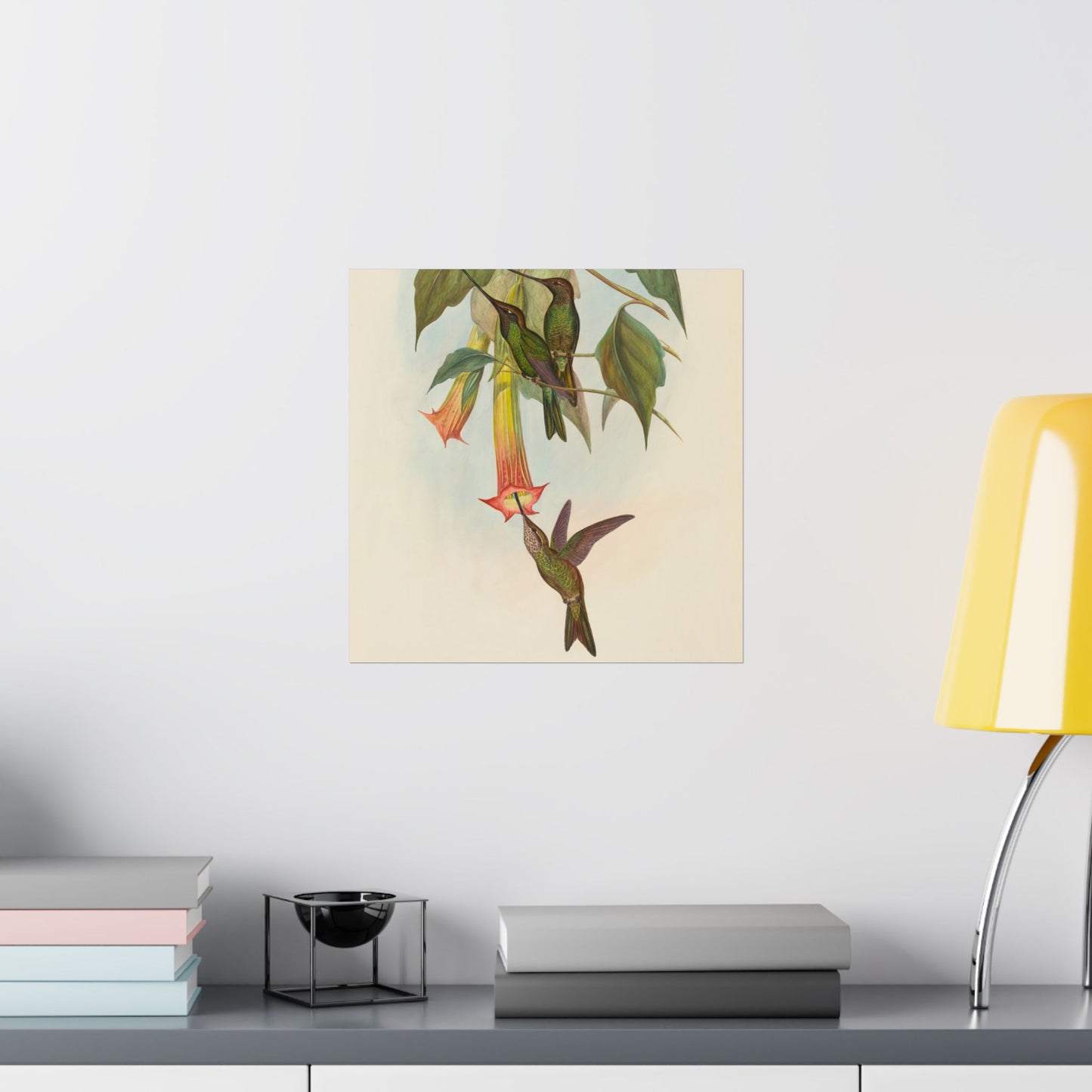Hummingbird Botanical Art Print - Matte Vertical Poster - Nature Inspired Wall Art - Vintage Bird Watcher Art