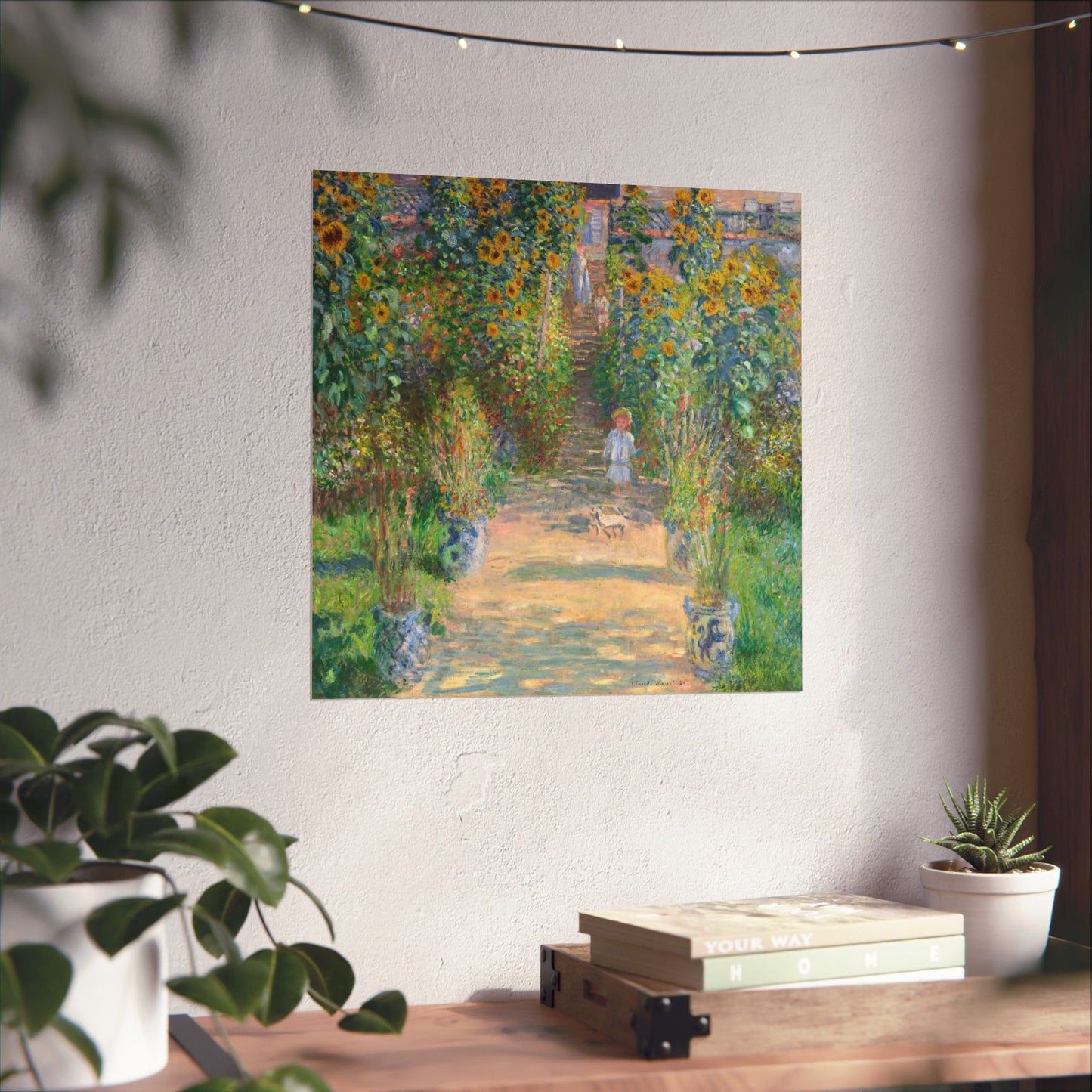 Monet - Garden at Vétheuil Sunflower Fine Art Print