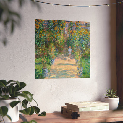 Monet - Garden at Vétheuil Sunflower Fine Art Print