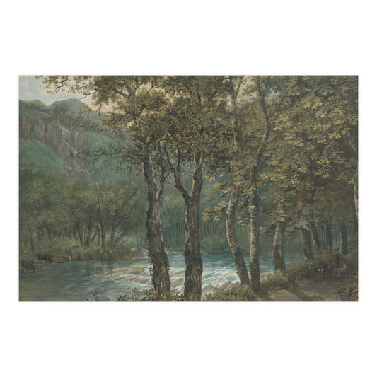 Sunlight Through Trees River Sihl - Forest Landscape Fine Art Poster