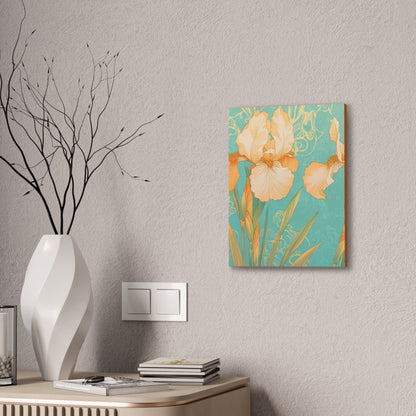 Iris Flowers on Turquois - Stretched Canvas