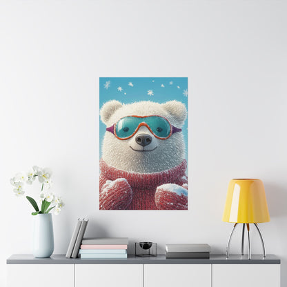 Chill Polar Bear Winter Poster - Cozy & Joyful -  Wall Art & Home Décor