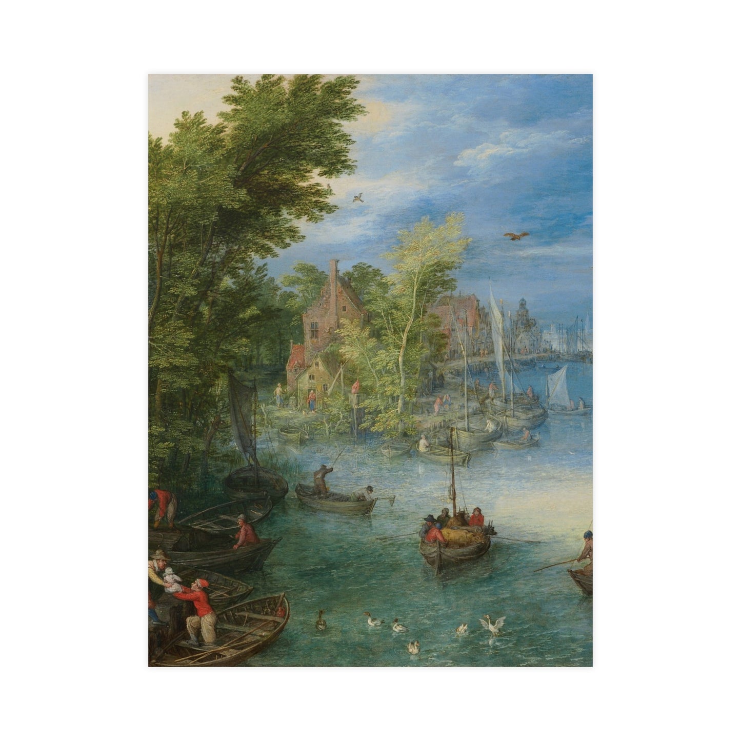 River Landscape Scene - Dutch Golden Age - Vintage Fine Art Print