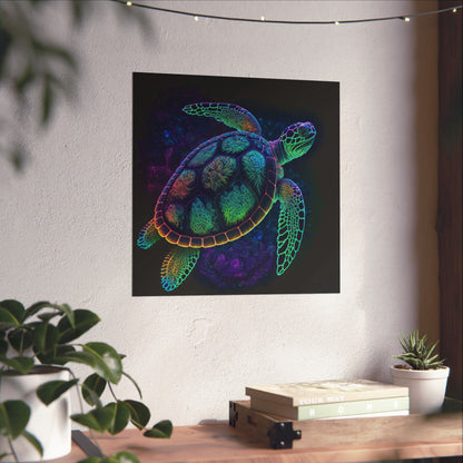 Trippy Turtle - Nautical Fine Art Print - Matte Vertical Poster - Ocean Art for Beach Lovers