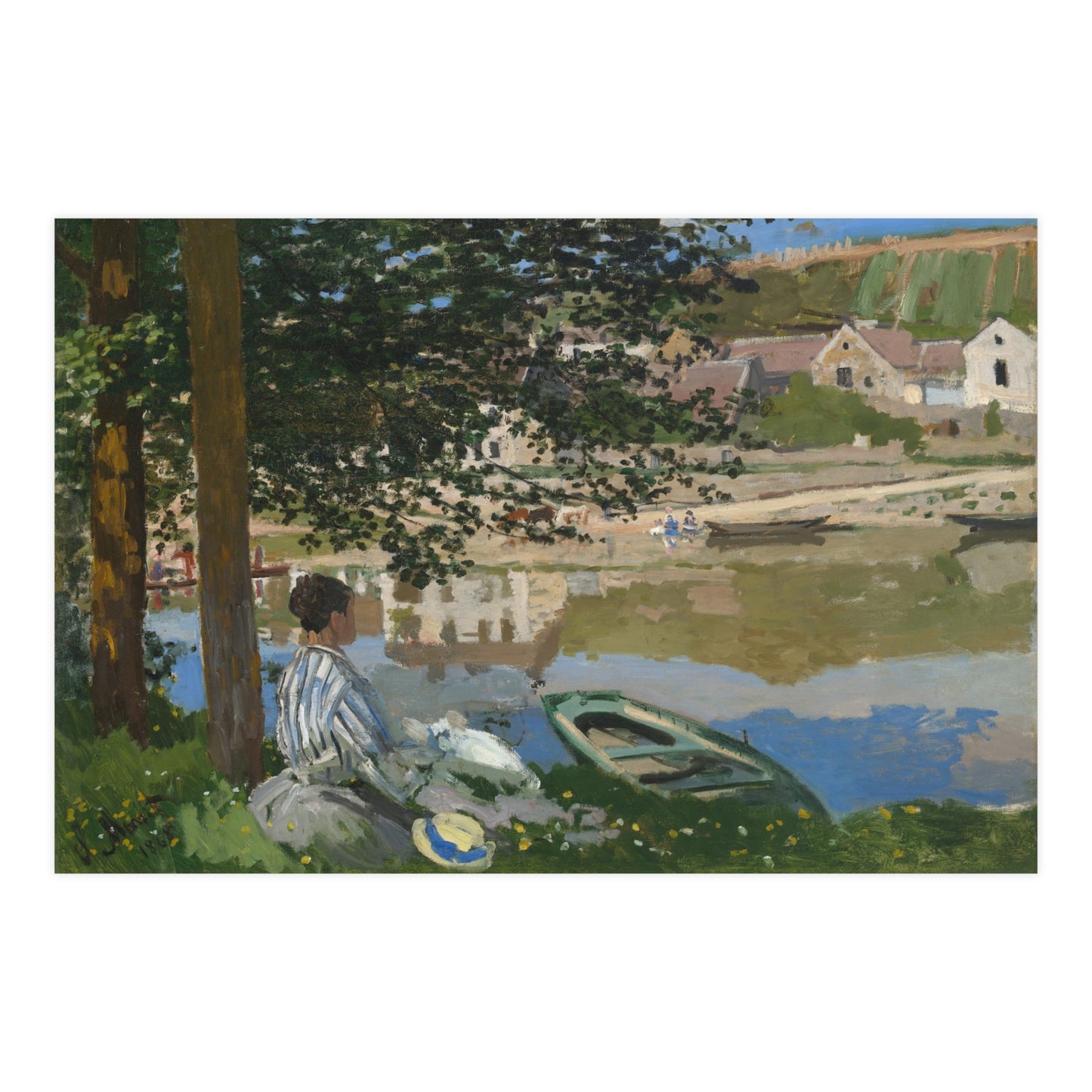 On the Bank of the Seine at Bennecourt - Monet Fine Art Poster