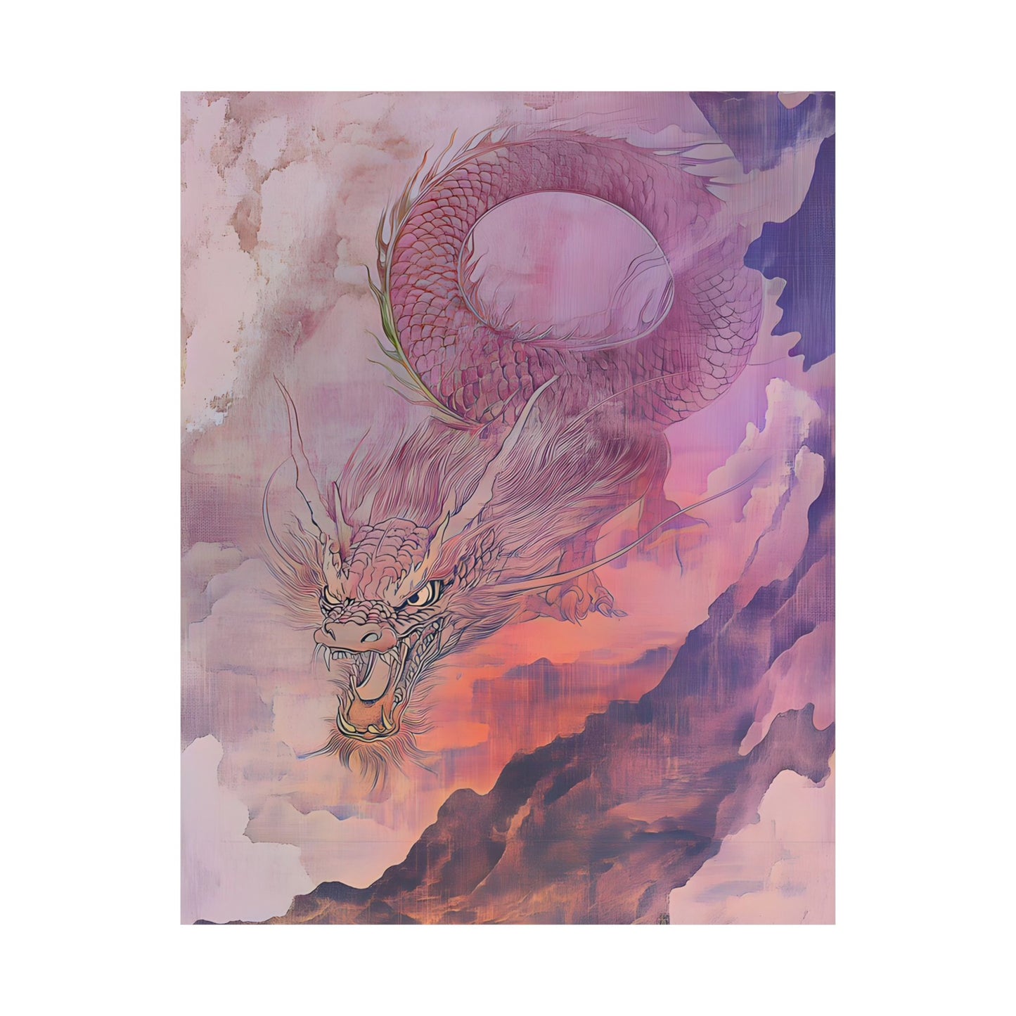 Mythical Red Dragon Fine Art Print - Matte Vertical Poster - Year of The Dragon Art - Zen Home Décor