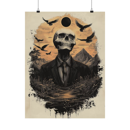 Mystic Black Sun Skull Gothic Poster - Dark Art - Fine Art Prints - Wall Art
