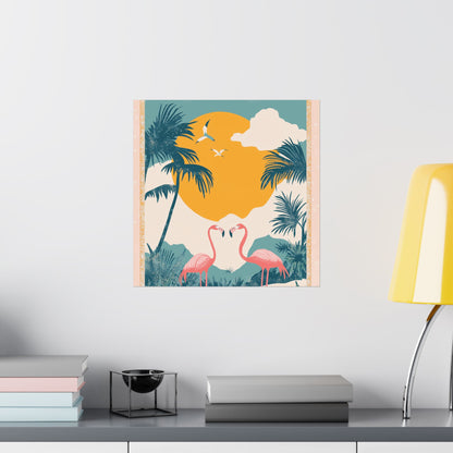Welcome to Miami - Tropical Flamingo Poster - Boho Wall Art - Bohemian Art Prints - Home Décor