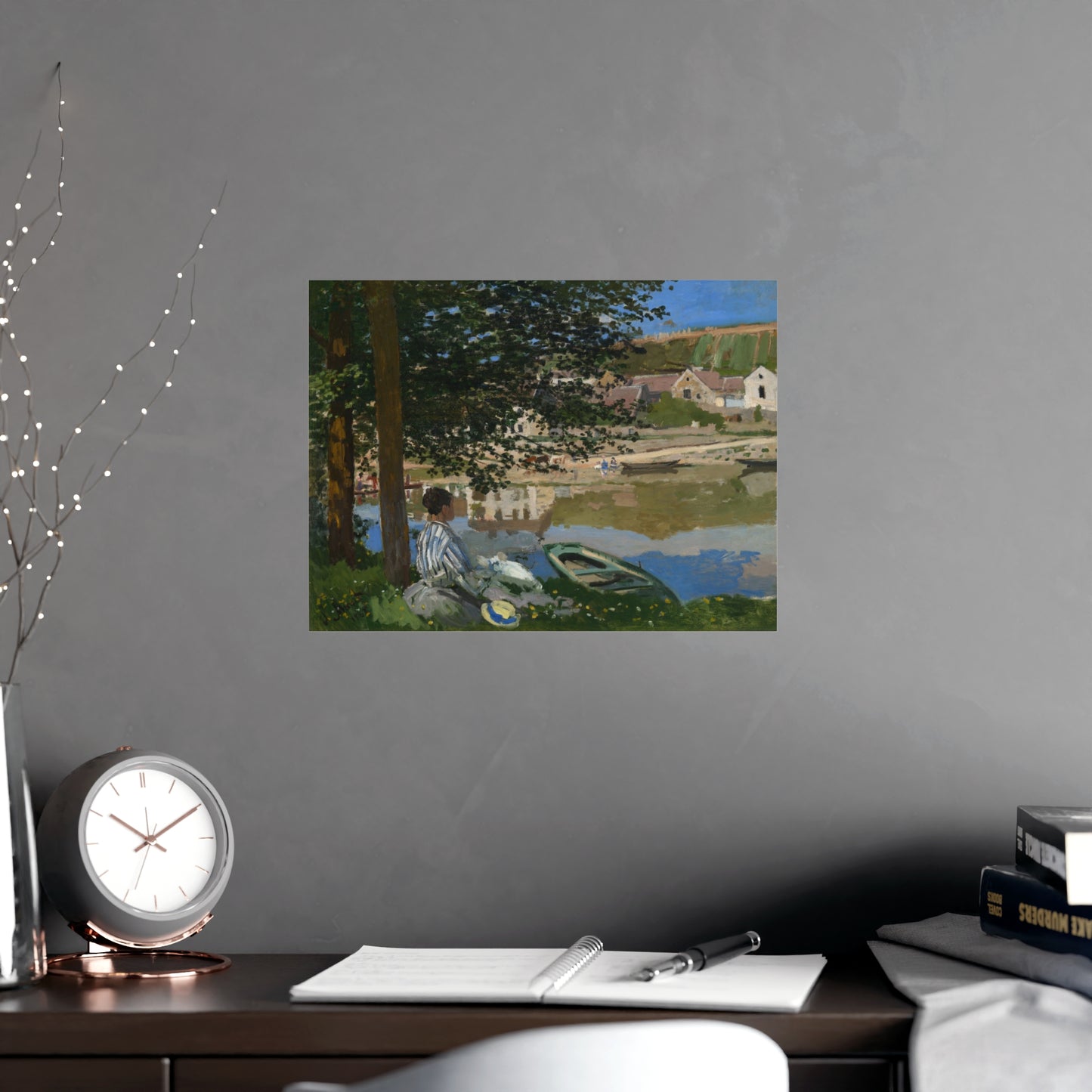 On the Bank of the Seine at Bennecourt - Monet Fine Art Poster