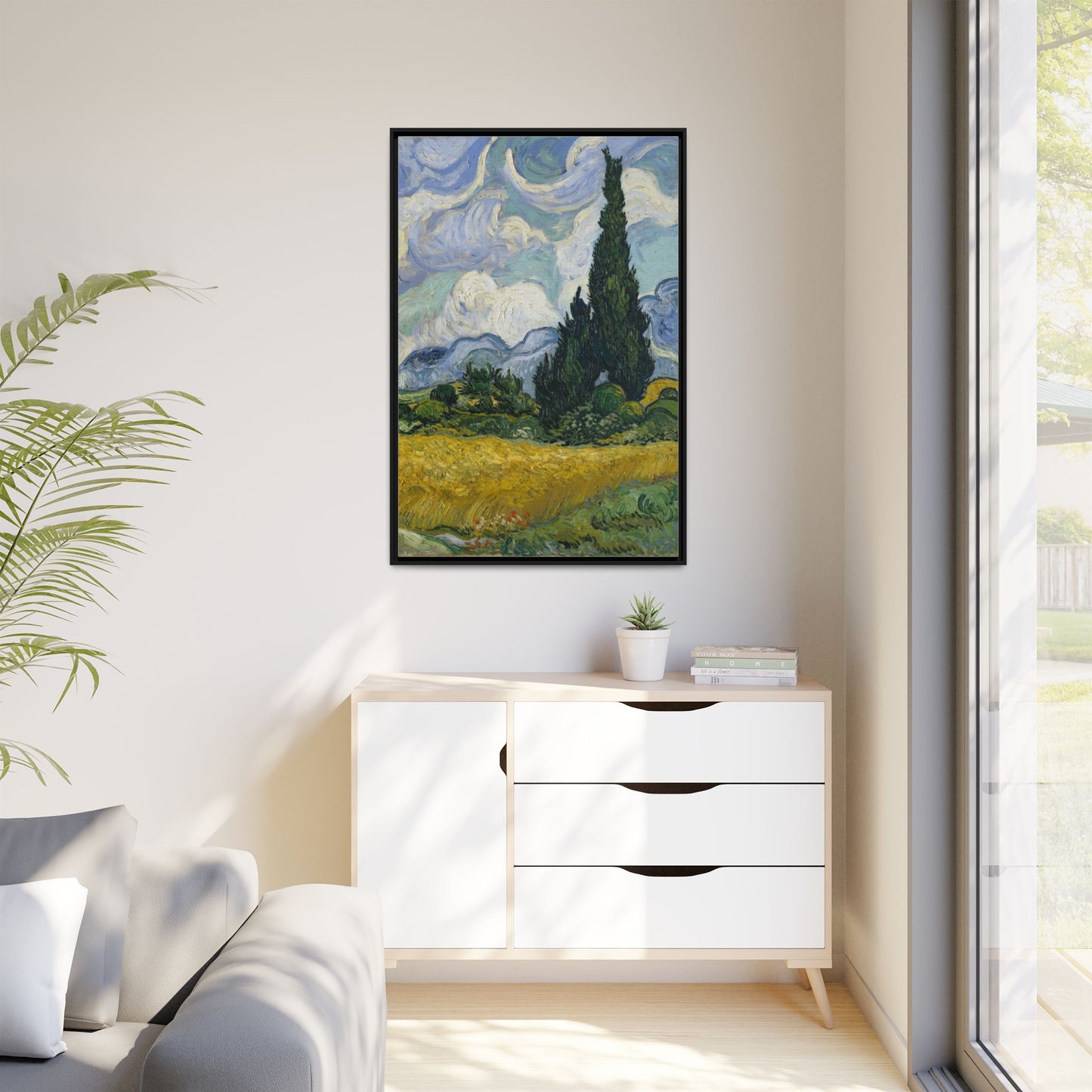 Van Gogh - Wheat Field with Cypresses - Museum Collection - Framed Canvas Print
