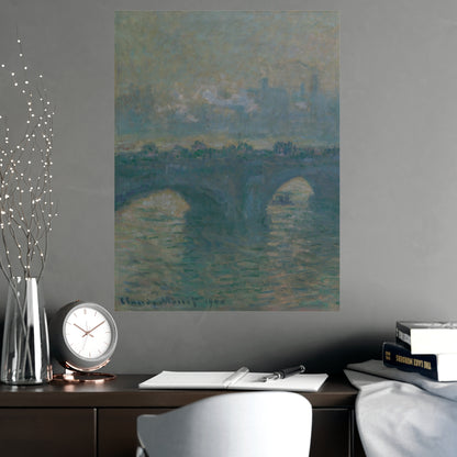 Waterloo Bridge Gray Weather - Monet Fine Art Poster
