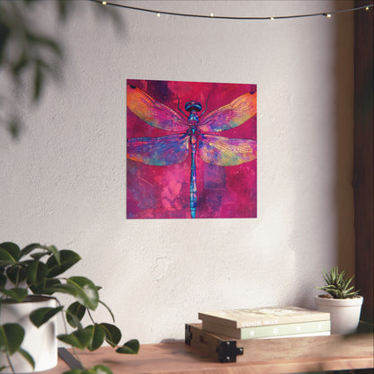 Magenta Dragonfly Watercolor Art Print - Matte Vertical Posters