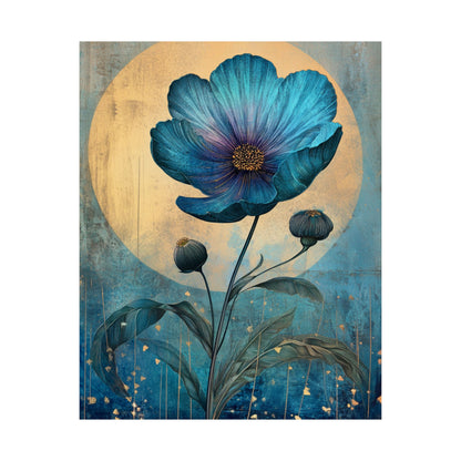 Blue Cosmos Moonlit Botanical Fine Art Print