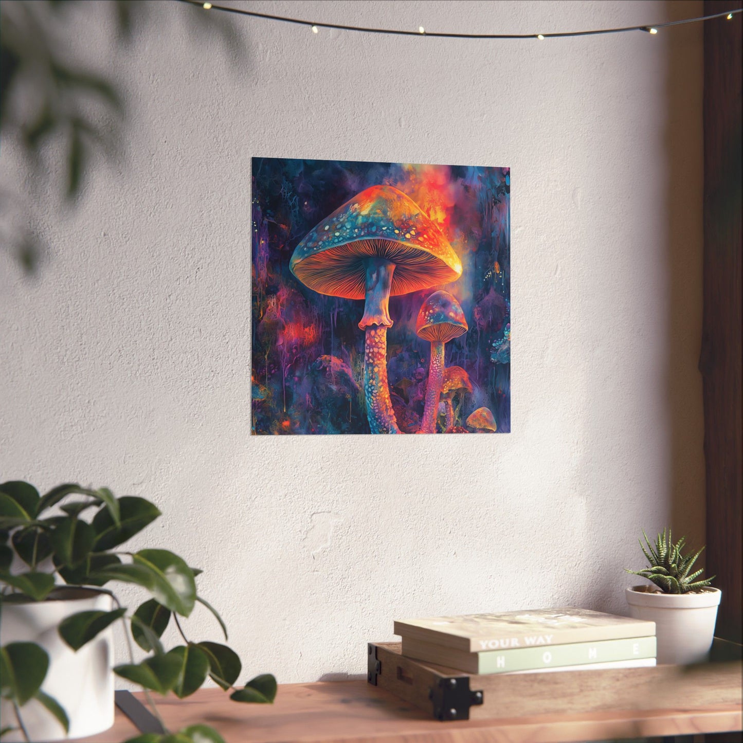 Trippy Mushrooms Poster - Psychedelic Wall Art - Vibrant Fine Art Print - Bedroom Posters - Home Décor