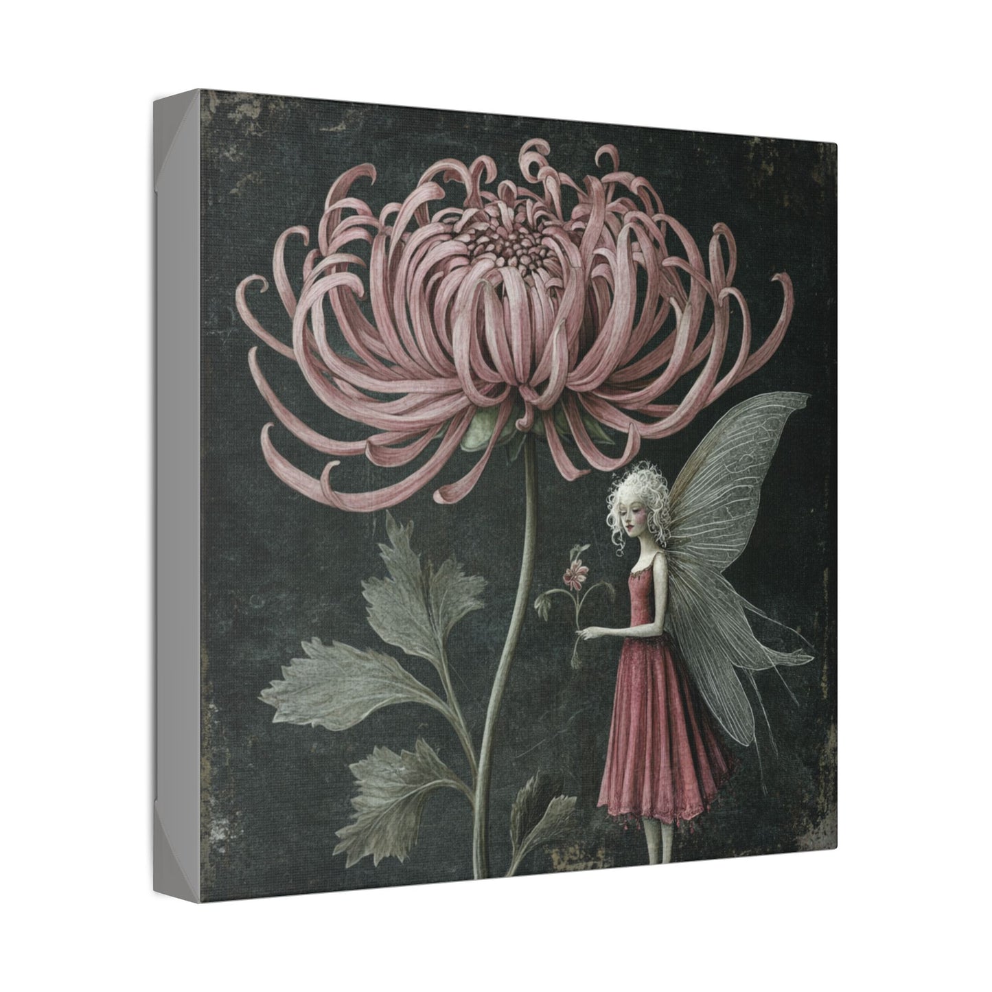 Only Chrysanthemum Will Do - Fairies & Flowers Wall Art Collection on Canvas