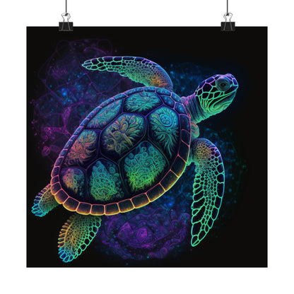 Trippy Turtle - Nautical Fine Art Print - Matte Vertical Poster - Ocean Art for Beach Lovers