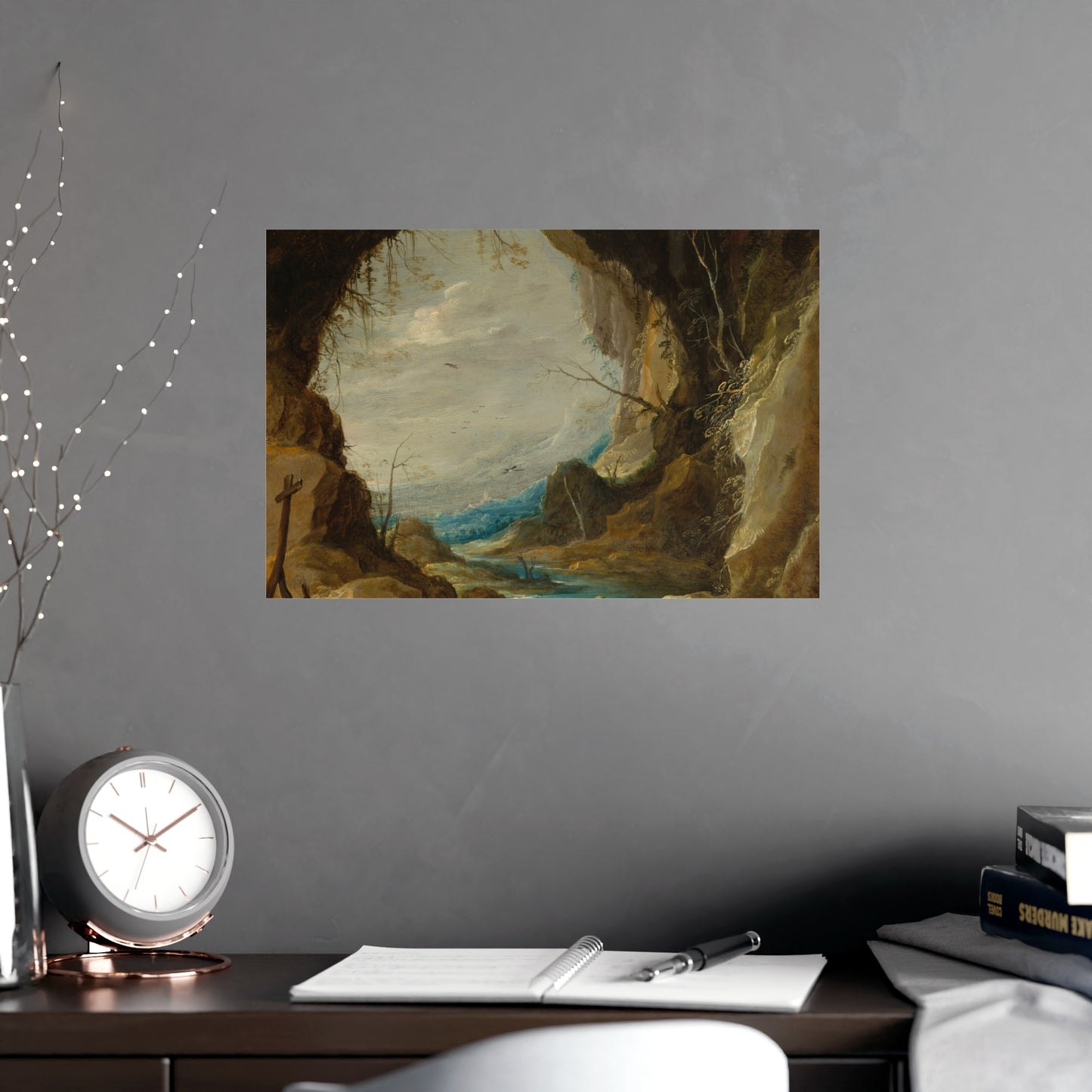 Vista from a Grotto - Romantic Cave Landscape Fine Art Poster