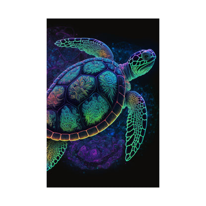 Trippy Turtle - Nautical Fine Art Print - Matte Vertical Poster - Ocean Art for Beach Lovers