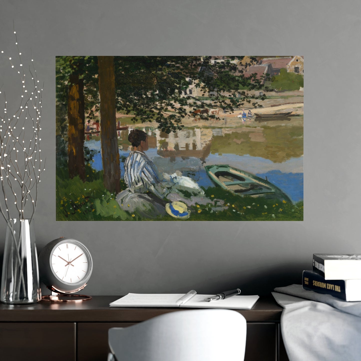 On the Bank of the Seine at Bennecourt - Monet Fine Art Poster