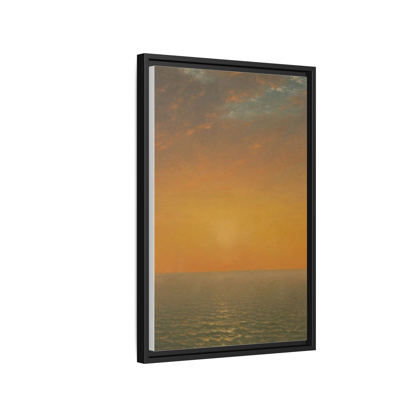 John Frederick Kensett : Sunset on the Sea (1872) - Museum Collection - Framed Canvas Print