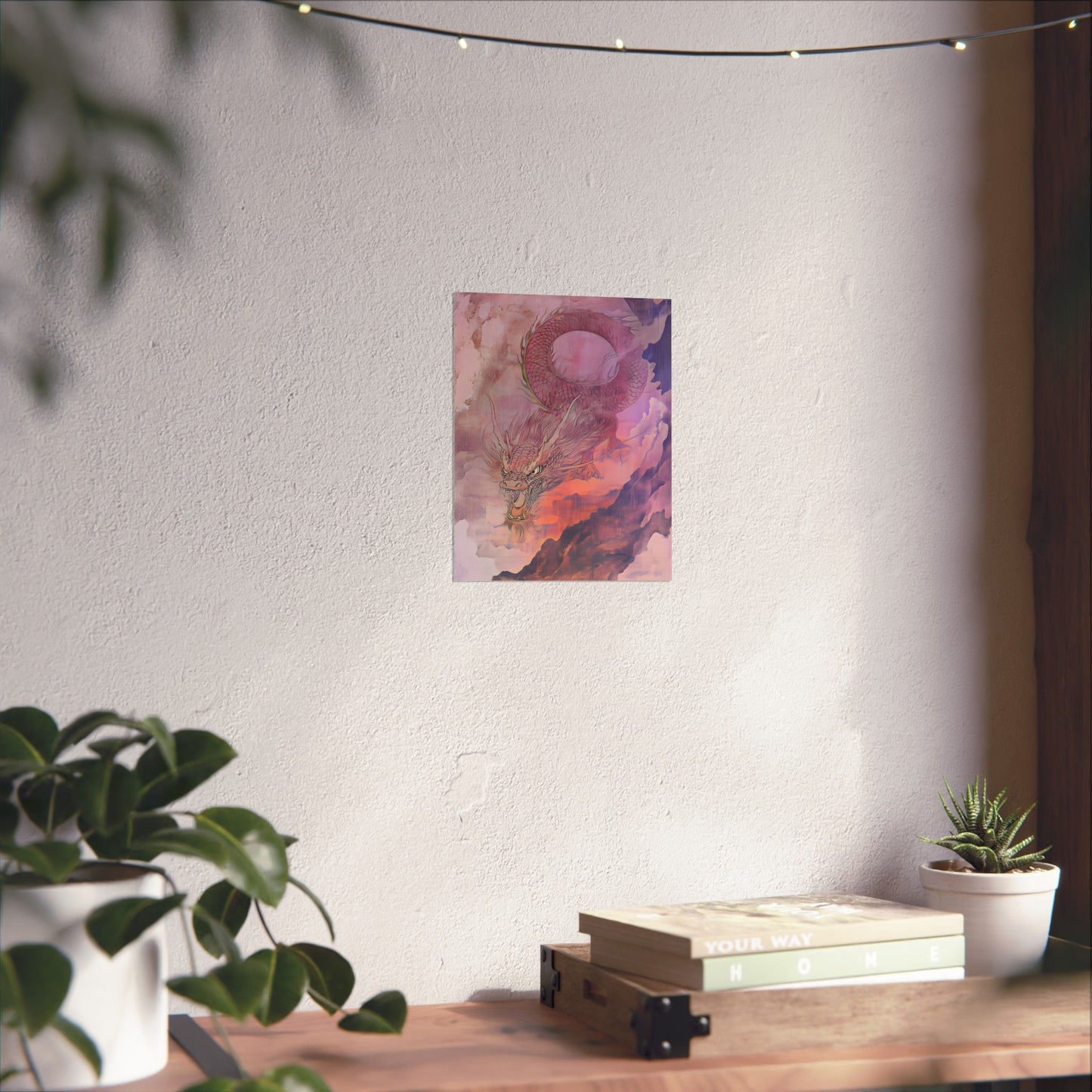 Mythical Red Dragon Fine Art Print - Matte Vertical Poster - Year of The Dragon Art - Zen Home Décor