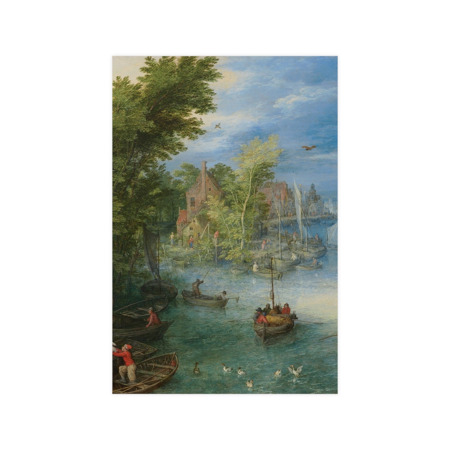 River Landscape Scene - Dutch Golden Age - Vintage Fine Art Print