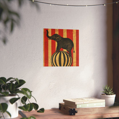 Vintage Circus Elephant Poster - Matte Fine Art Print - Wall Art for Bedroom or Nursery