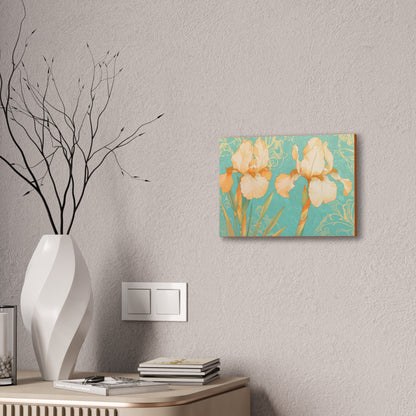 Iris Flowers on Turquois - Stretched Canvas