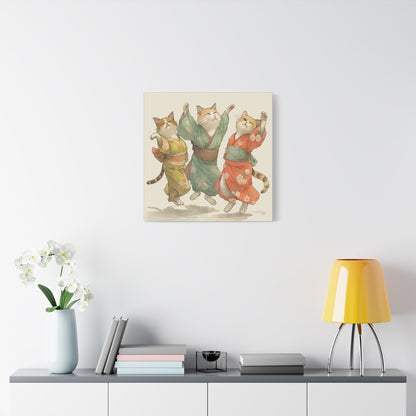 Cheery Cats Prancing - Wall Art Canvas - Home Décor